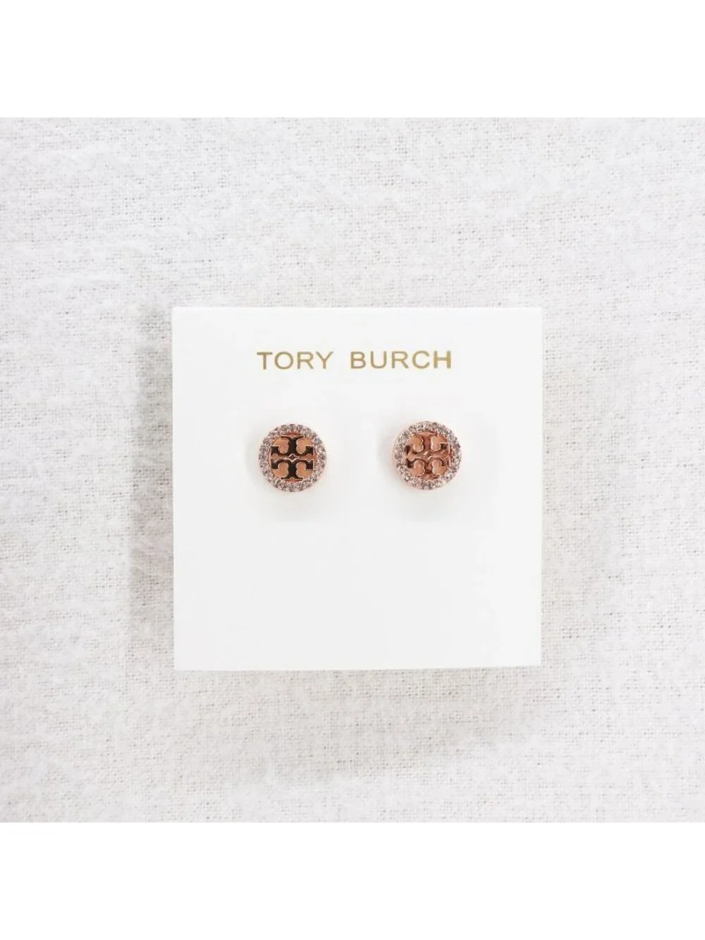 Tory Burch Miller Pavé Stud Earrings Rose Gold/Crystal OS